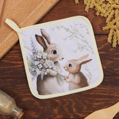 Прихватка «Доляна. Зайчата», 17×17 см, 35% хлопок, 65% п/э, ватин 250 г/м²