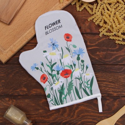 Варежка-прихватка «Доляна. Полевые цветы», 20×28 см, 35% хлопок, 65% п/э, ватин 250 г/м²