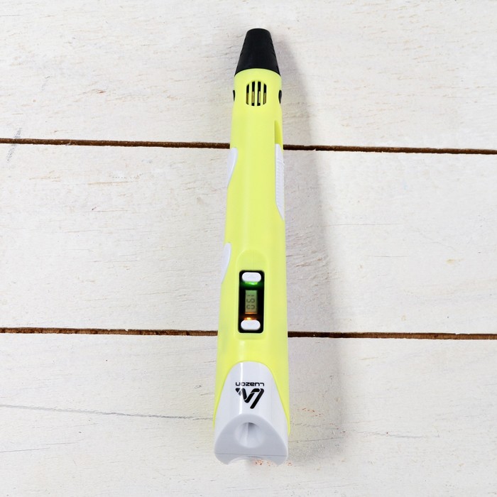 3D ручка Luazon, дисплей, работа с пластиком ABS и PLA, пластик в комплекте, жёлтая