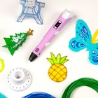 3D ручка Luazon, дисплей, работа с пластиком ABS и PLA, пластик в комплекте, розовая - фото 8730465