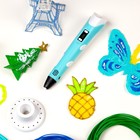 3D ручка Luazon, дисплей, работа с пластиком ABS и PLA, пластик в комплекте, голубая - фото 8730483