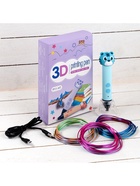 3D ручка Тигрёнок, работа с пластиком PLA, USB кабель питания, голубая - Фото 2