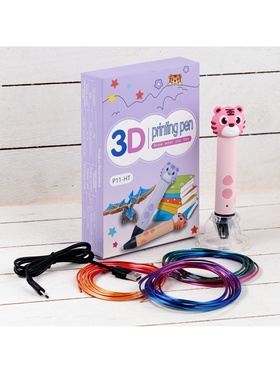 3D ручка Тигрёнок, работа с пластиком PLA, USB кабель питания, розовая 9729778