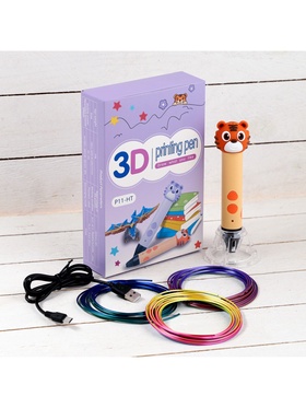 3D ручка Тигрёнок, работа с пластиком PLA, USB кабель питания, оранжевая 9729779