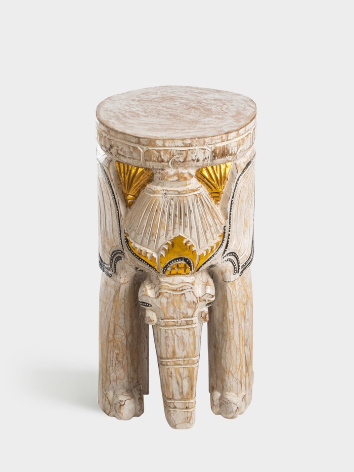 Табурет «Слон», 25×25×50 см, дерево албезия, белый - Фото 1