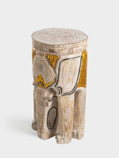 Табурет "Слон" 25х25х50 см, дерево албезия, белый