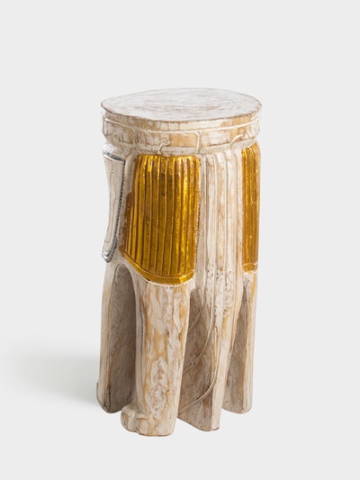 Табурет "Слон" 25х25х50 см, дерево албезия, белый