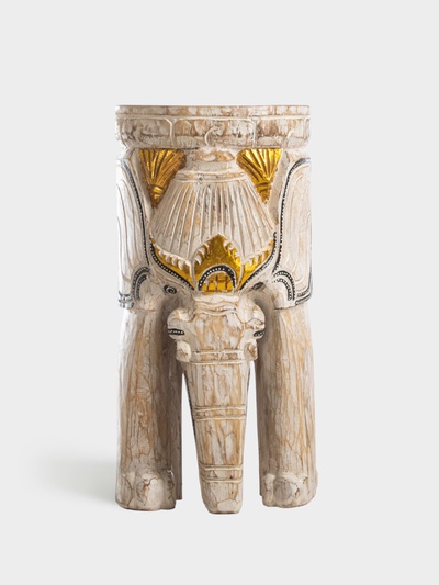 Табурет "Слон" 25х25х50 см, дерево албезия, белый