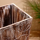 Кашпо «Цветы», 24×24×30 см, дерево албезия, коричневое - Фото 3