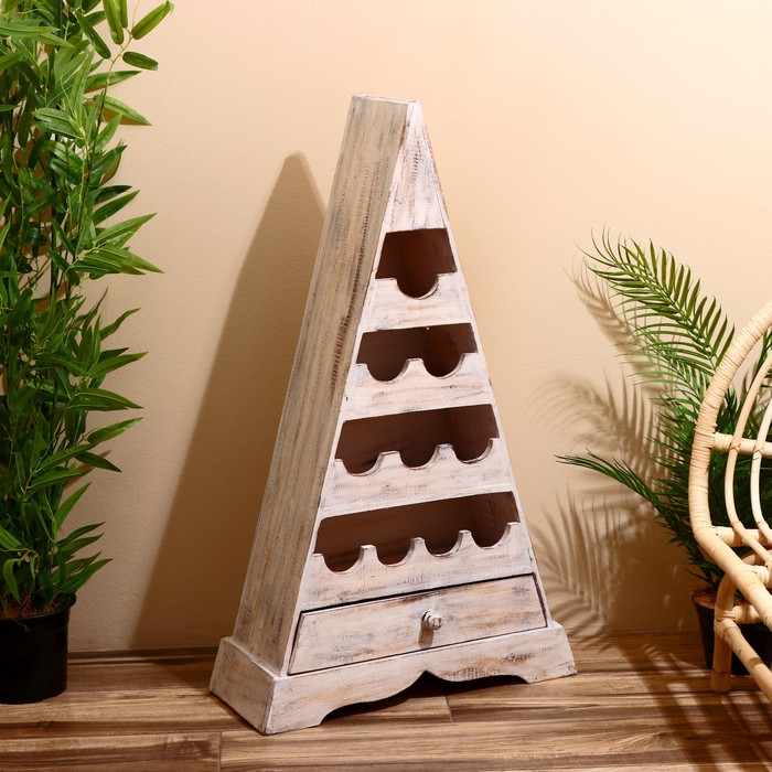 Подставка для бутылок «БарБали» 60×23×100 см, дерево албезия, белый - Фото 1