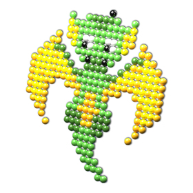 Аквамозаика «Дракончик зелёный», более 1000 шариков, 3 трафарета, в пакете