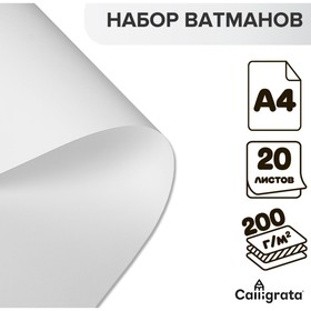 Набор ватманов чертёжных А4, 200 г/м², 20 листов 10144637