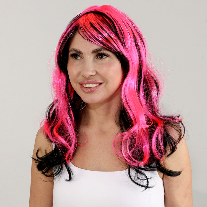 Карнавальный парик «Хвостики», цвет чёрно-розовый - Фото 1