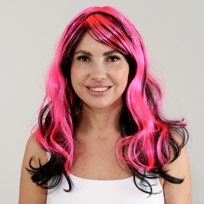 Карнавальный парик «Хвостики», цвет чёрно-розовый