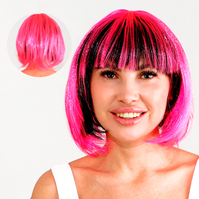 Карнавальный парик «Милашка», цвет чёрно-розовый - Фото 1