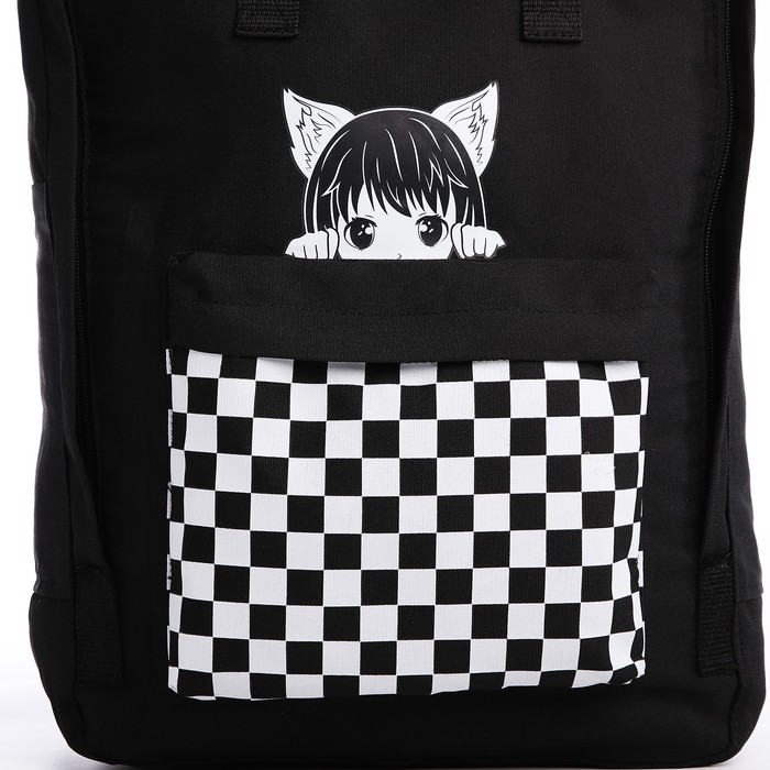 Рюкзак текстильный мамс "Anime girl", 38х27х13 см, цвет черный