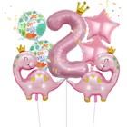 Шар фольгированный 33" «Дино в короне» (комплект 3 шт) - фото 23655511