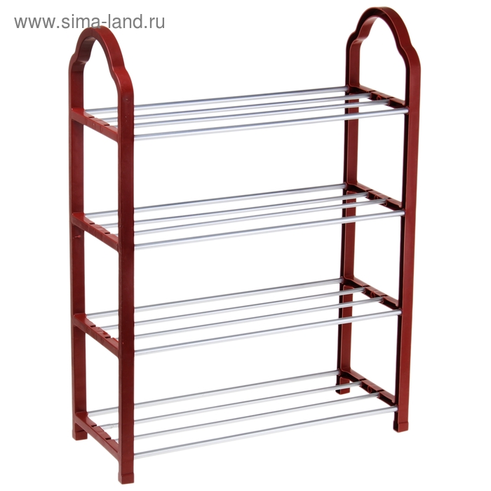 Обувница Доляна, 4 яруса, 50×20×68 см, цвет красный - Фото 1