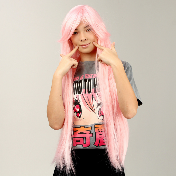 Карнавальный парик «Аниме» цвет розовый, длинный
