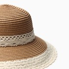 Шляпа женская с кружевом MINAKU, светло-коричневая, размер 58 - фото 23675745