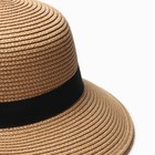 Шляпа женская с бантом MINAKU, светло-коричневая, чёрная, размер 58 - фото 24553128