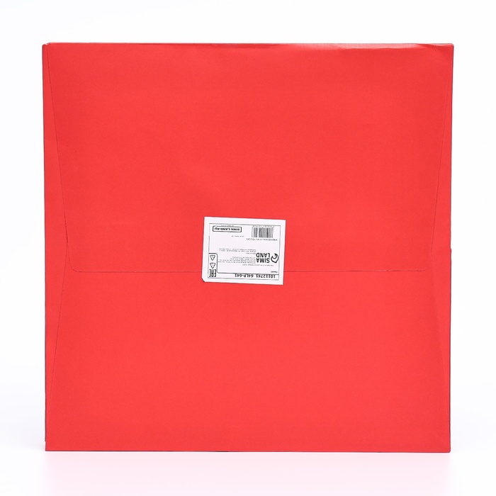 Пакет крафт с квадратным дном и окном, 25 х 25 х 25 см, красный