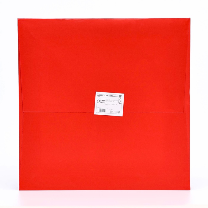 Пакет крафт с квадратным дном и окном, 30 х 30 х 30 см, красный