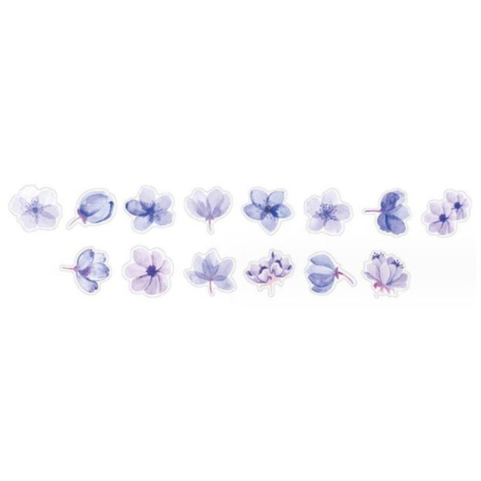 Наклейка бумага "Сиреневые цветы" d=2 см 100 шт в рулоне 3,5х2,5 см - Фото 1