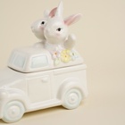 Конфетница SL Home «Лесные кролики», 17×10.5×17 см, керамика, белая - Фото 4