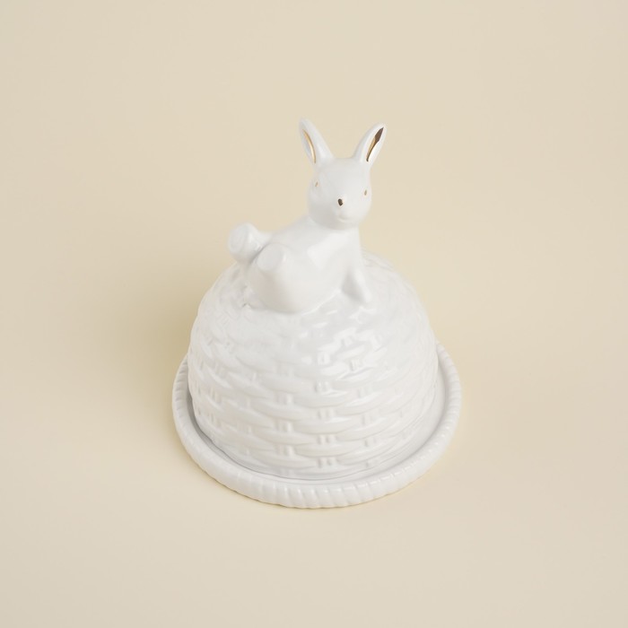 Лимонница SL Home «Пасхальные кролики», 14×14.5 см, доломит, белая - Фото 1