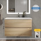 Тумба под раковину Uperwood Barsa, 90 см, подвесная, белая/дуб сонома - Фото 1