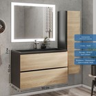 Тумба под раковину Uperwood Barsa, 90 см, подвесная, чёрная/дуб сонома - Фото 2