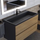 Тумба под раковину Uperwood Barsa, 90 см, подвесная, чёрная/дуб сонома - Фото 3