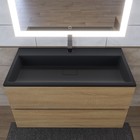 Тумба под раковину Uperwood Barsa, 90 см, подвесная, чёрная/дуб сонома - Фото 5