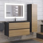 Тумба под раковину Uperwood Barsa, 90 см, подвесная, чёрная/дуб сонома - Фото 6