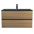 Тумба под раковину Uperwood Barsa, 90 см, подвесная, чёрная/дуб сонома - Фото 7