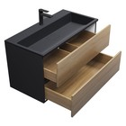 Тумба под раковину Uperwood Barsa, 90 см, подвесная, чёрная/дуб сонома - Фото 8