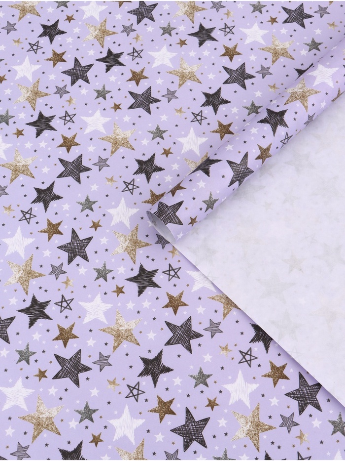 Бумага упаковочная, крафт «Звезды», 70×100 см, 1 лист - Фото 1