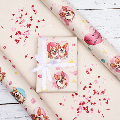 Бумага упаковочная, крафт «Я тебя люблю», 70×100 см, 1 лист