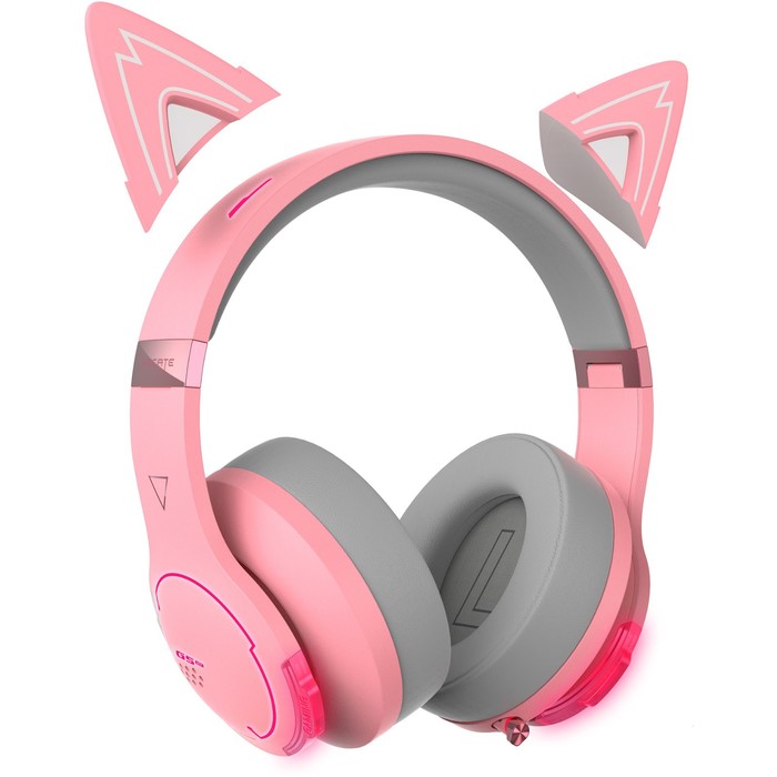 Наушники с микрофоном Edifier G5BT Cat розовый/серый мониторные BT оголовье - фото 51510516