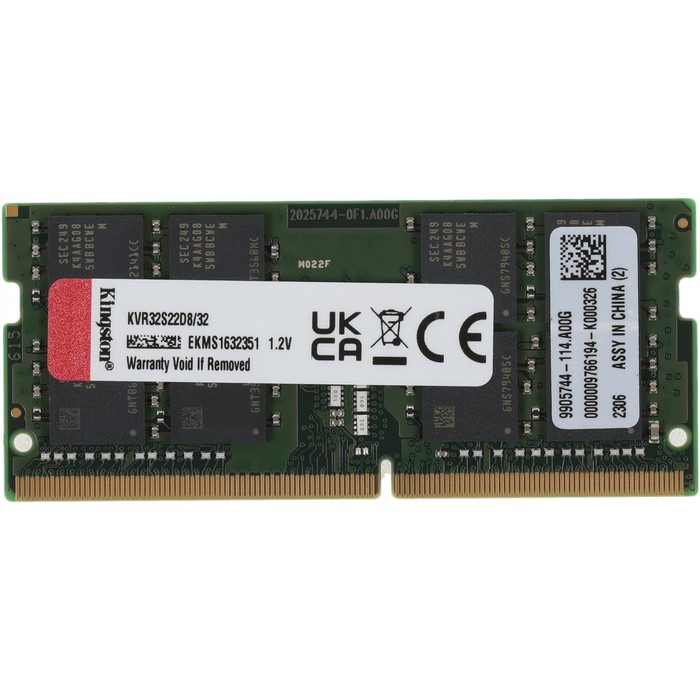 Память DDR4 32GB 3200MHz Kingston KVR32S22D8/32 VALUERAM RTL PC4-32000 CL22 SO-DIMM 260-pin   102936 - фото 51568602