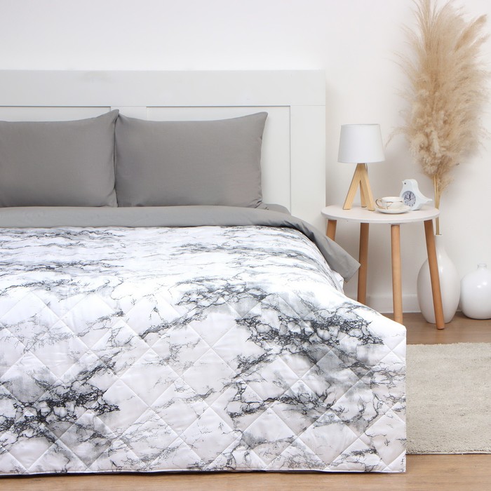 Покрывало LoveLife 2 сп White marble, 180*210±5см, микрофайбер, 100% п/э - Фото 1
