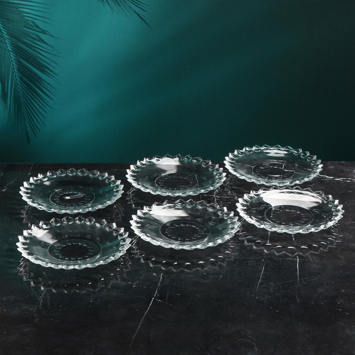 Набор стеклянных тарелок «Ягут», 6 шт, d=18.5 см, Иран - Фото 1
