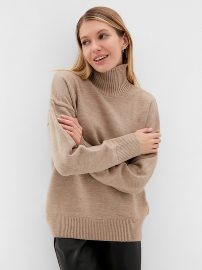 Джемпер женский вязаный MINAKU: Knitwear collection, бежевый, размер 42-44