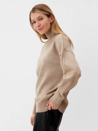Джемпер женский вязаный MINAKU: Knitwear collection, бежевый, размер 42-44