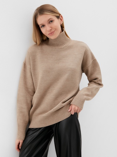 Джемпер женский вязаный MINAKU: Knitwear collection, бежевый, размер 46-48
