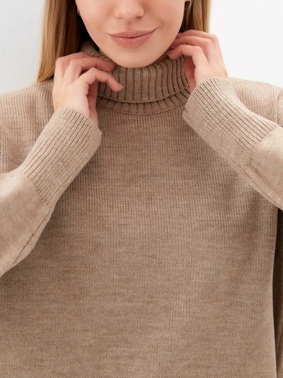 Джемпер женский вязаный MINAKU: Knitwear collection, бежевый, размер 46-48