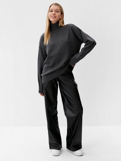 Джемпер женский вязаный MINAKU: Knitwear collection, антрацит, размер 50-52