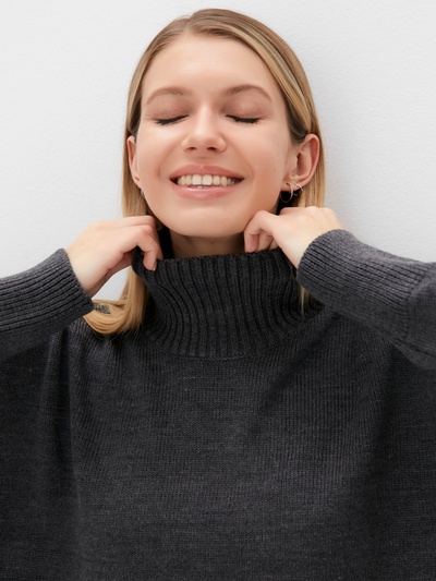Джемпер женский вязаный MINAKU: Knitwear collection, антрацит, размер 50-52