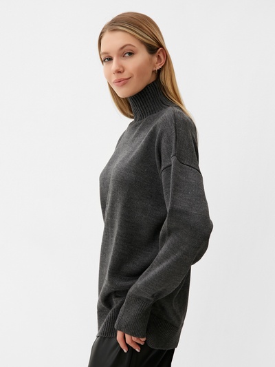 Джемпер женский вязаный MINAKU: Knitwear collection, антрацит, размер 50-52